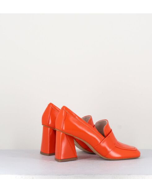 Mocassins en cuir A5183 orange - Talon 8 cm