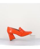 Mocassins en cuir A5183 orange - Talon 8 cm
