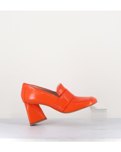 Mocassins en cuir A5183 orange - Talon 8 cm