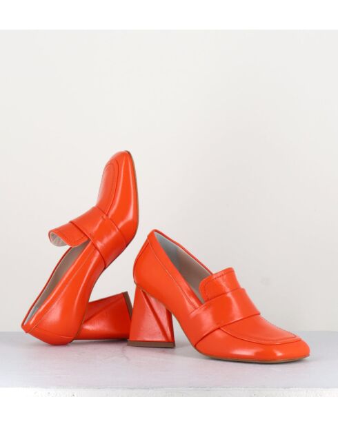 Mocassins en cuir A5183 orange - Talon 8 cm