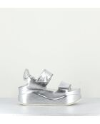 Sandales compensées en cuir Mirror argentées