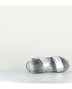 Sandales compensées en cuir Mirror argentées