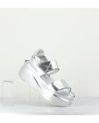 Sandales compensées en cuir Mirror argentées
