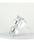 Sandales compensées en cuir Mirror argentées