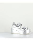 Sandales compensées en cuir Mirror argentées