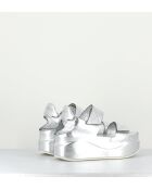 Sandales compensées en cuir Mirror argentées