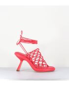 Sandales à talon similicuir tressées 1C6962D rouges - Talon 8 cm