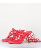 Sandales à talon similicuir tressées 1C6962D rouges - Talon 8 cm