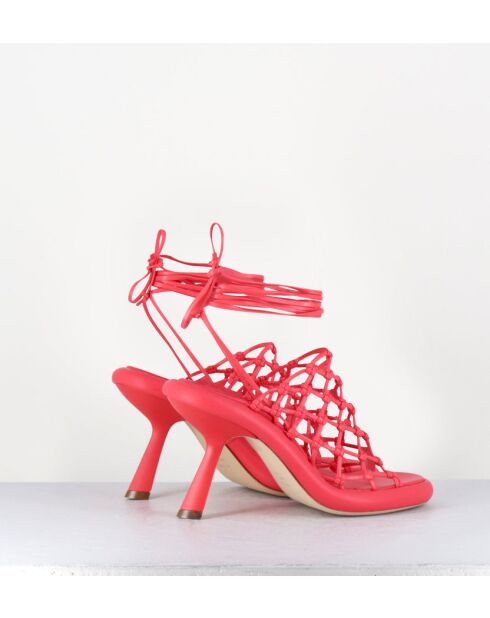 Sandales à talon similicuir tressées 1C6962D rouges - Talon 8 cm