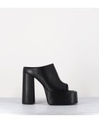 Schwarze Gas-Sandalen aus Leder mit 13 cm Absatz