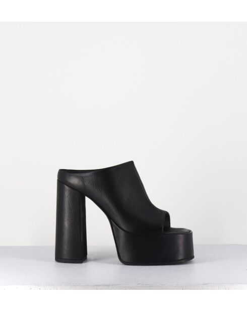 Schwarze Gas-Sandalen aus Leder mit 13 cm Absatz