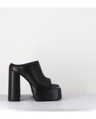 Schwarze Gas-Sandalen aus Leder mit 13 cm Absatz