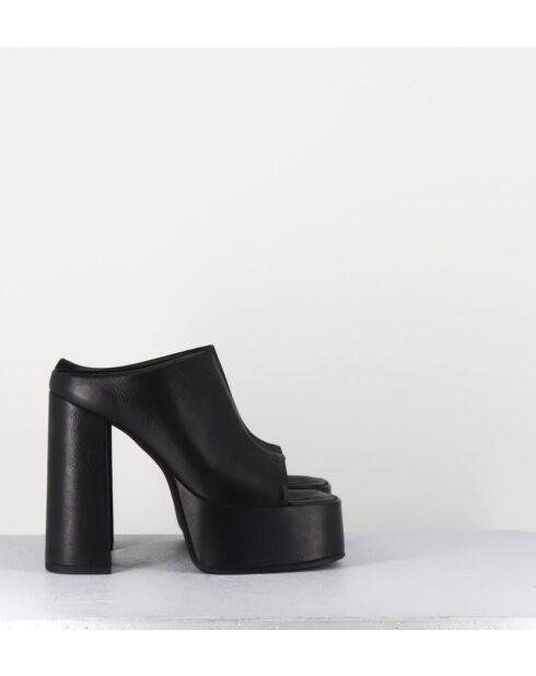 Schwarze Gas-Sandalen aus Leder mit 13 cm Absatz