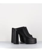 Schwarze Gas-Sandalen aus Leder mit 13 cm Absatz