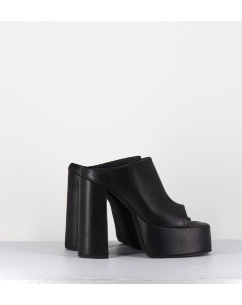 Schwarze Gas-Sandalen aus Leder mit 13 cm Absatz