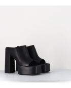 Schwarze Gas-Sandalen aus Leder mit 13 cm Absatz