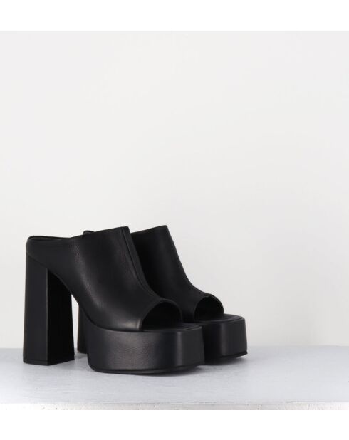 Schwarze Gas-Sandalen aus Leder mit 13 cm Absatz