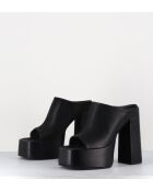 Schwarze Gas-Sandalen aus Leder mit 13 cm Absatz
