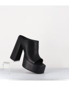 Schwarze Gas-Sandalen aus Leder mit 13 cm Absatz