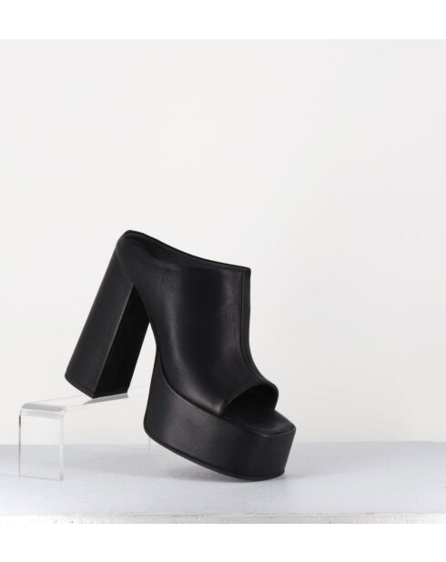 Schwarze Gas-Sandalen aus Leder mit 13 cm Absatz