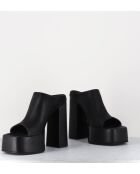 Schwarze Gas-Sandalen aus Leder mit 13 cm Absatz