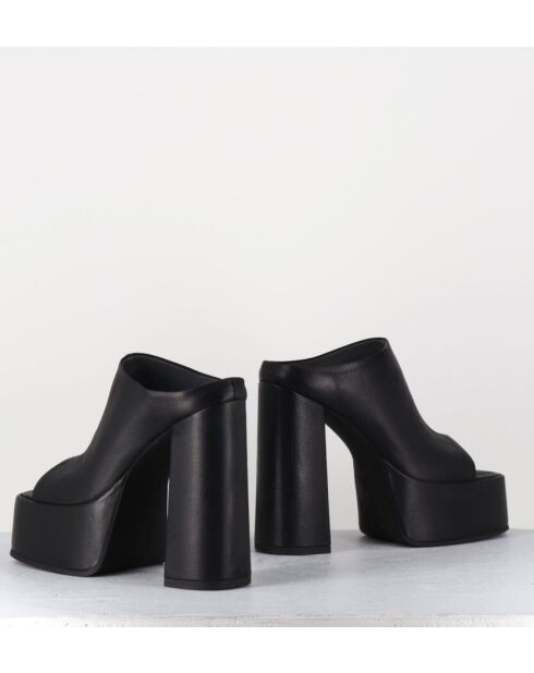 Schwarze Gas-Sandalen aus Leder mit 13 cm Absatz