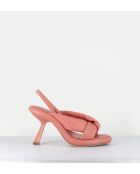 Sandales à talon en cuir 1C6958D roses - Talon 8 cm