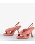 Sandales à talon en cuir 1C6958D roses - Talon 8 cm