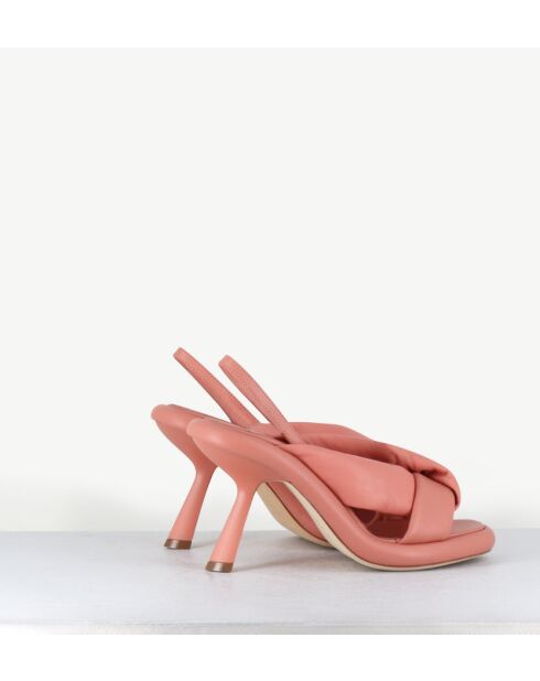Sandales à talon en cuir 1C6958D roses - Talon 8 cm