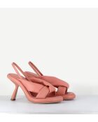 Sandales à talon en cuir 1C6958D roses - Talon 8 cm