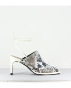 Mules à bouts fermés en cuir Clean square effet serpent - Talon 8 cm