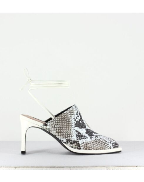 Mules à bouts fermés en cuir Clean square effet serpent - Talon 8 cm