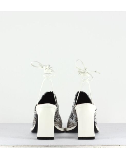 Mules à bouts fermés en cuir Clean square effet serpent - Talon 8 cm