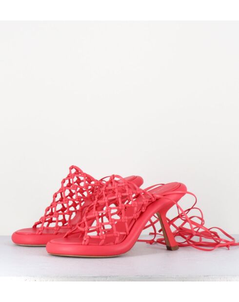 Sandales à talon similicuir tressées 1C6962D rouges - Talon 8 cm