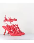 Sandales à talon similicuir tressées 1C6962D rouges - Talon 8 cm