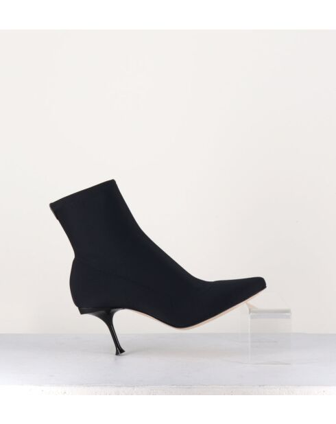 Bottines à bout pointu A81760 noires - Talon 7,5 cm
