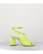 Sandales à talon en cuir A5173 jaunes - Talon 8 cm