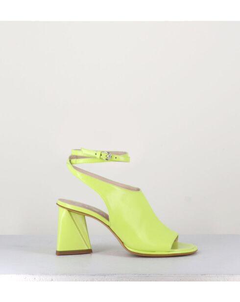 Sandales à talon en cuir A5173 jaunes - Talon 8 cm