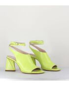 Sandales à talon en cuir A5173 jaunes - Talon 8 cm