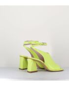 Sandales à talon en cuir A5173 jaunes - Talon 8 cm