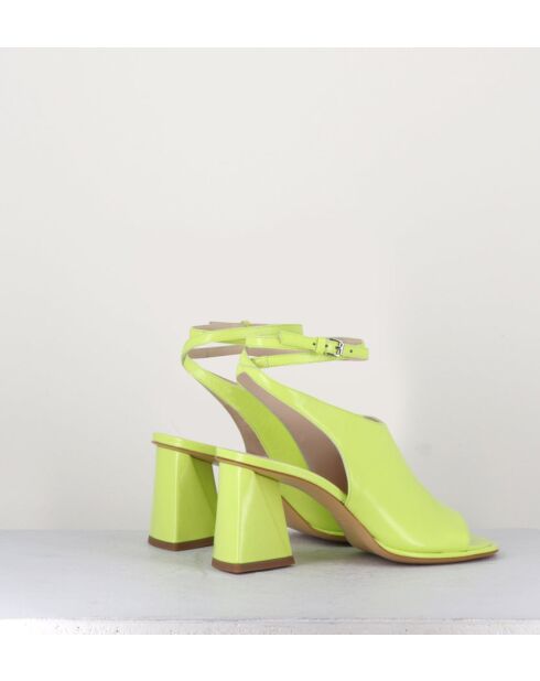 Sandales à talon en cuir A5173 jaunes - Talon 8 cm