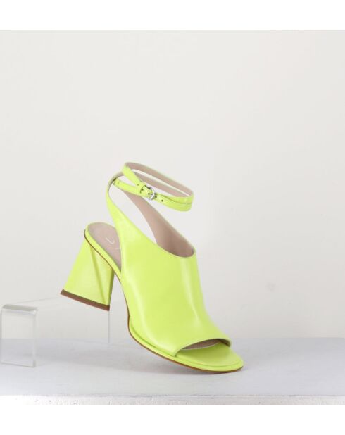 Sandales à talon en cuir A5173 jaunes - Talon 8 cm