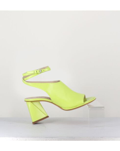 Sandales à talon en cuir A5173 jaunes - Talon 8 cm