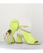 Sandales à talon en cuir A5173 jaunes - Talon 8 cm