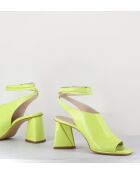 Sandales à talon en cuir A5173 jaunes - Talon 8 cm