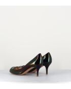 Escarpins à bouts ouverts en cuir vernis 5909N noirs - Talon 6 cm