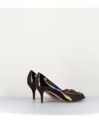 Escarpins à bouts ouverts en cuir vernis 5909N noirs - Talon 6 cm