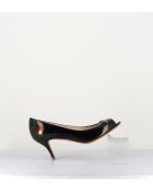 Escarpins à bouts ouverts en cuir vernis 5909N noirs - Talon 6 cm