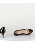 Escarpins à bouts ouverts en cuir vernis 5909N noirs - Talon 6 cm
