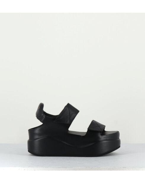 Sandales compensées en cuir Mirror argentées